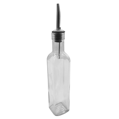 Glass Square Oil Bottle with Pourer 8oz