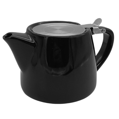 Black Ceramic Stackable Teapot With Stainless Steel Lid & Infuser 18oz / 51cl