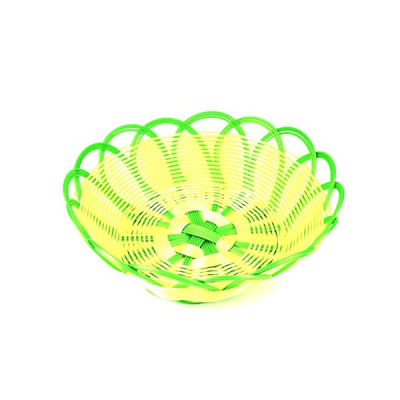 Round Woven Basket With Green Trim 24cm