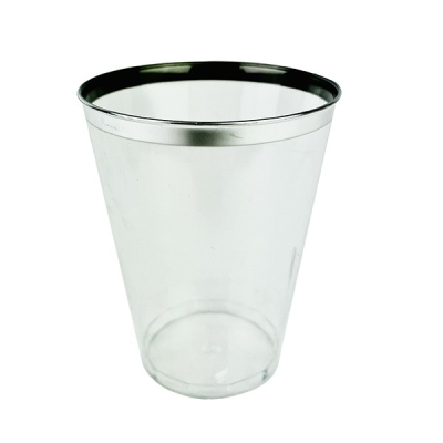 Disposable Plastic Glass Clear with Silver Rim 200ml (Pack 6)