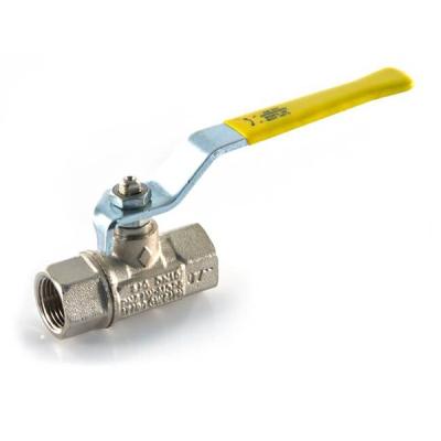 Gas Ball Valve - 1/2" - BSP TF Yellow Lever Handle FxF