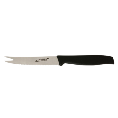 Black Handle Bar Knife (Serrated) 4" Fork End