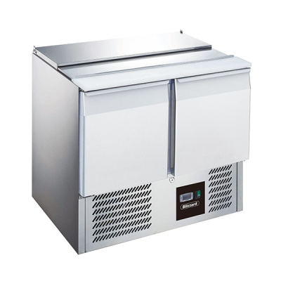 Blizzard BSP2 2 Door Refrigerated Compact Saladette Counter with Cutting Board
