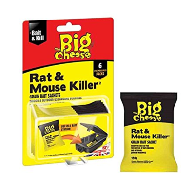 The Big Cheese Rat & Mouse Killer Grain Bait Sachets 6 x 25g