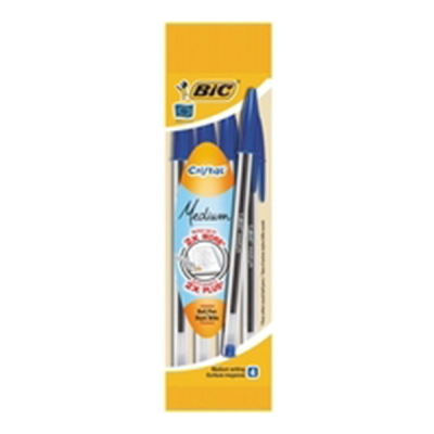 BIC Cristal Medium Blue Ballpoint Pen (Pack 4)