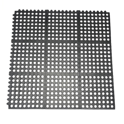 Interlocking Rubber Floor Mat Black 3ft x 3ft x 3.8"