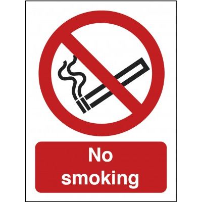 No Smoking Text and Symbol 200 x 150mm S/A