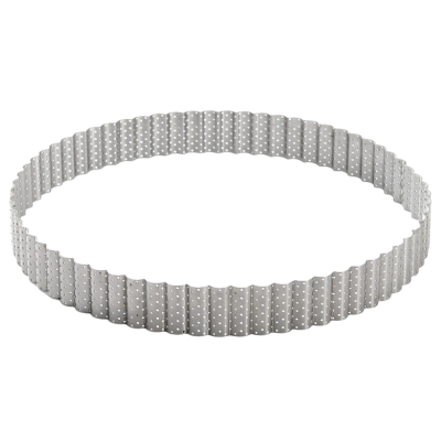Stainless Steel Fluted Round Perforated Tart Ring 24 x 3cm