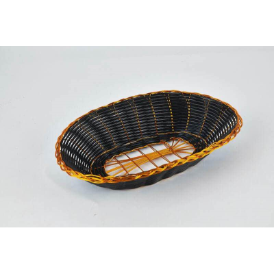 Black Oval Woven Basket with Gold Trim (18x13x5cm)
