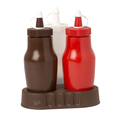 Sauce Bottle Set with Stand (Red, Brown, Clear 200ml) (Pack4)