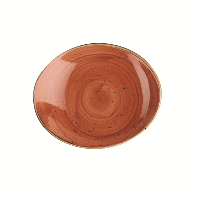 Churchil Stonecast Orange Orbit Oval Coupe Plate 7.75"
