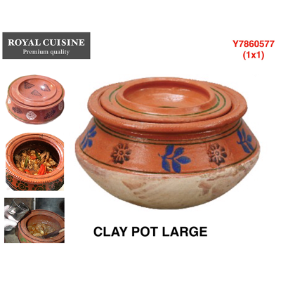 Royal Cuisine Clay Handi with Lid Large
