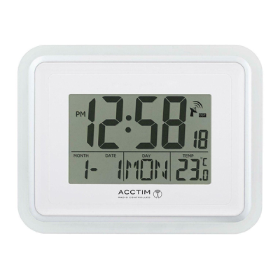 Acctim Delta Digital Oblong Wall Clock Silver  160x220mm - Radio Controlled