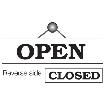 Open / Closed Sign Black / White 80 x 300mm
