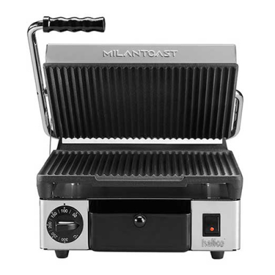 Hallco MEMT16000XNS Single Panini Grill 1.8kW Ribbed top and bottom Non Stick Plates