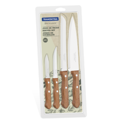 Tramontina Wooden Handle Kitchen Knife Set (Pack 4)