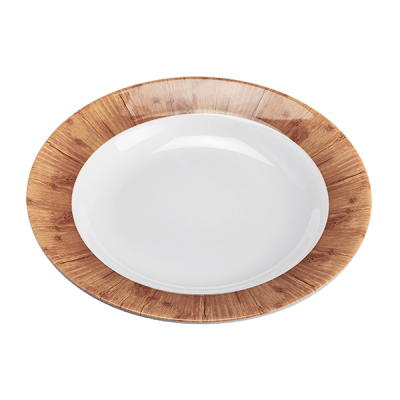 Melamine Teakwood Round Rim Soup Plate 23cm