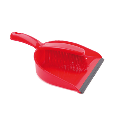 Professional Dustpan Brush with Stiff Bristles in Red