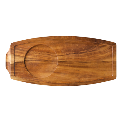 Acacia Wood Board 13.5x6.25" (34x15.5cm) - Sides: 2 Wells Dia 10cm / 1 Well Dia 10cm
