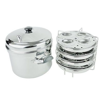 Stainless Steel Idli Cooker with 4 Plates (16 Idlis)