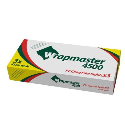 Wrapmaster PE Cling Film Refill Rolls 45cm x 300m (Pack 3)