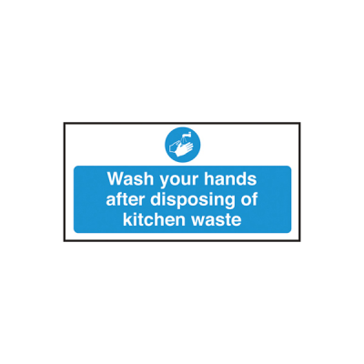 Self Adhesive Wash Hands after Disposing Waste Sign