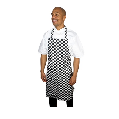 Bib Apron Black & White Check Large