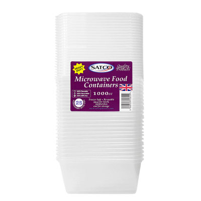 Satco 1000ml Container & Lid (Pack 25) NEW Retail Pack