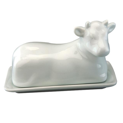 Apollo White Ceramic Butter Cow Dish Large 18x12x11cm