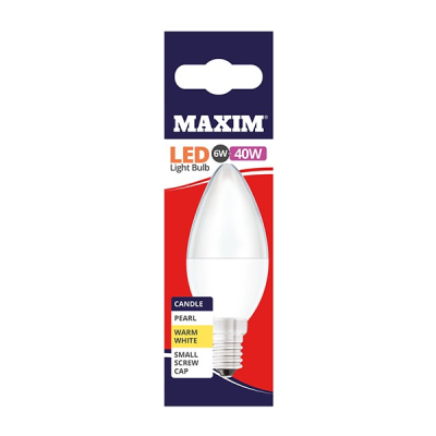 Maxim LED Candle Bulb Small Edison Screw Warm White 6w (Pack 10)