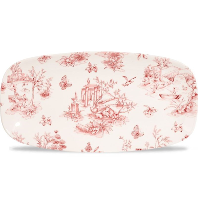 Churchill Toile Cranberry Chefs Oblong Plate 11.75" x 6" (Pack 12)