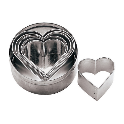 Pastry Cutters Stainless Steel 10 x 3cm Set of 6 Hearts