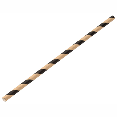 Paper Brown/Black Stripe Straw 8" x 6mm (Pack 250)