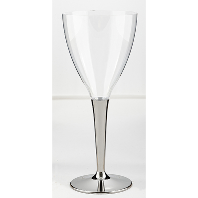 Sabert Disposable Wine Glass with Silver Stem 13cl (Pack10)