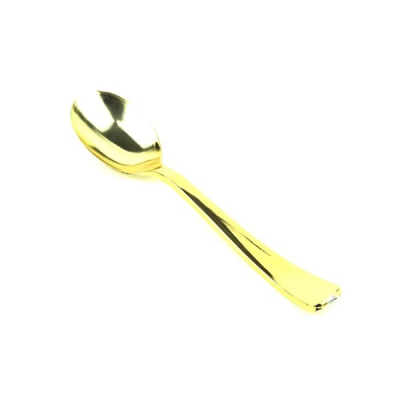 Disposable Plastic Gold Tea Spoon (Pack 12)