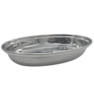 Stainless Steel Hammered Double Wall Oval Serving Dish 21cm