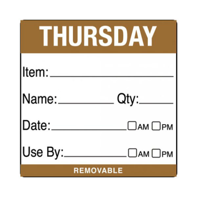 Thursday Item / Date / Use By 50 x 50mm Food Labels (Pack 500)