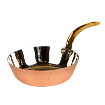 Copper Steel Mini Frying Pan with Brass Handle Large 16(w) x 4(h)cm