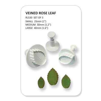 Veined Rose Leaf Plunger Cutters (Pack 3)