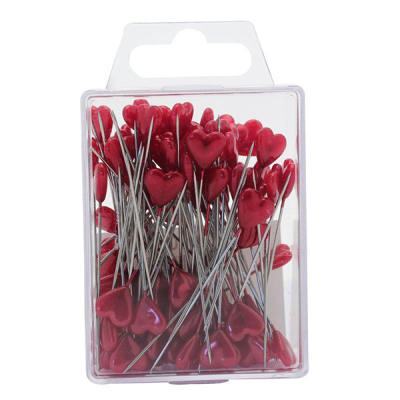 Heart Head 5cm Red Pins (Pack 80)