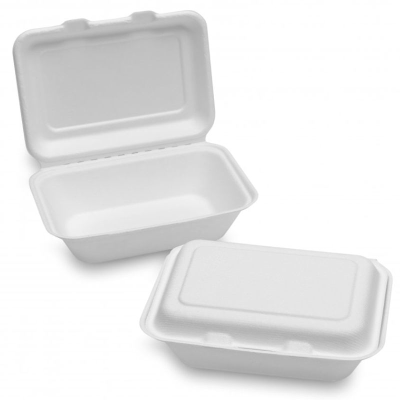 Bagasse White Lunch Box (185x134x65mm/7.5x5x2.5") HP2 (Pack 50)