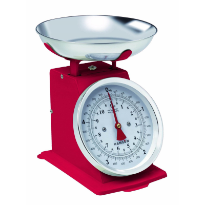 Terraillon T500 Red 5kg Traditional Metal Upright Scale With Stainless Steel Bowl