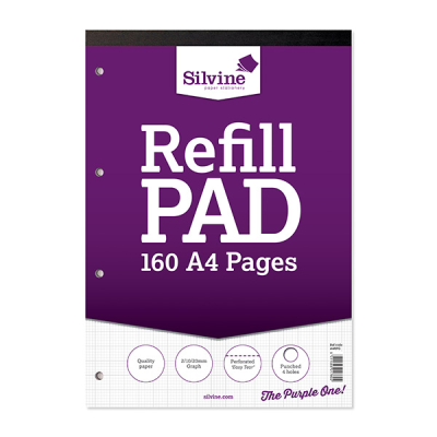Silvine A4 Refil Pad 160 Pages 2-10-20mm Graph Perforated