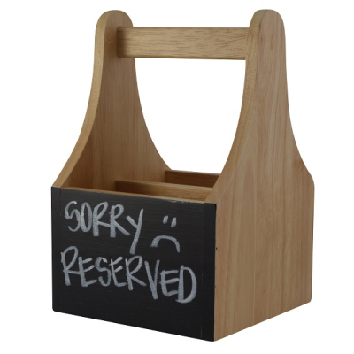 Natural Wooden 2 Compartment Table Caddy with Chalkboard