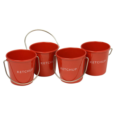 Condiment Pails / Buckets Ketchup Red (Pack 4)