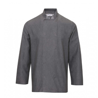 Denim Chef's Jacket Long Sleeve Grey in Large