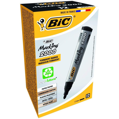 BIC ECO 2000 Black Permanent Marker (Pack 12)