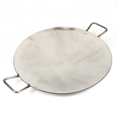 Round Stainless Steel Tawa With Handle 10"