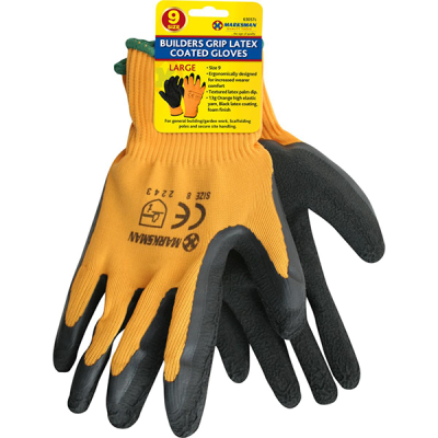 Marksman Builders Latex Coated Grip Gloves Black