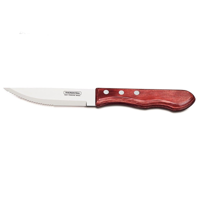 Tramontina Jumbo Polywood Handled Steak Knife 25cm, Pointed Tip, Serrated Edge, Red